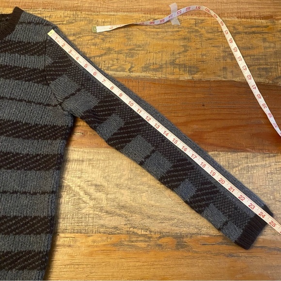 Ann Taylor Gray Striped Women's Sweater Rabbit Hair Alpaca Wool Blend Medium - Picture 8 of 9